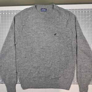 Vintage Wrangler Sweater Medium Gray Western USA Made Preppy Cowboy Retro Read